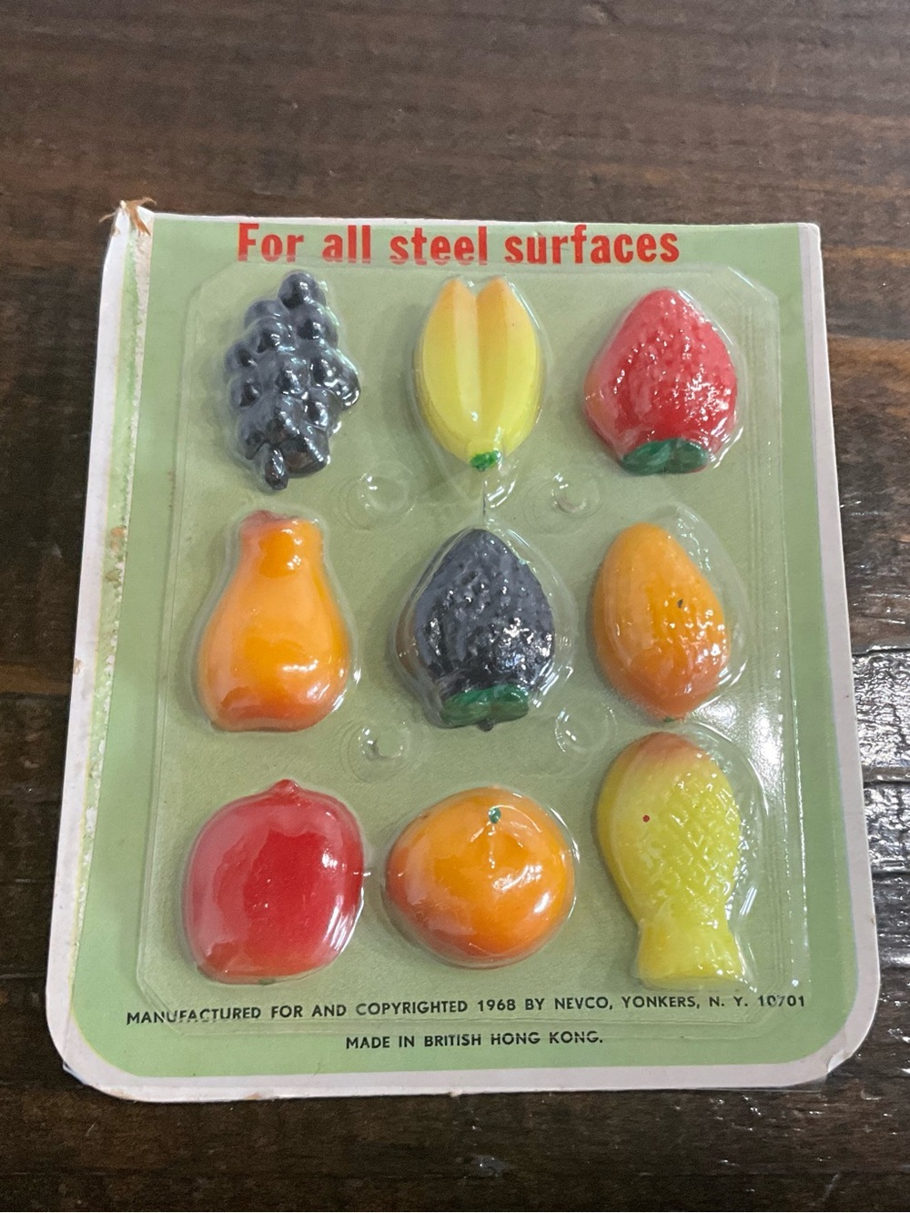 Vintage Nevco Fruit Magnets Pack of 9 Unopened Hong Kong